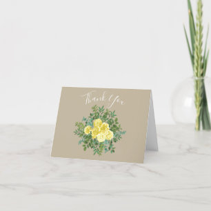 Tarjeta De Agradecimiento Rosa vintage amarilla elegante boda