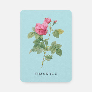 Tarjeta De Agradecimiento Rosa Vintage azul y rosa Pastel