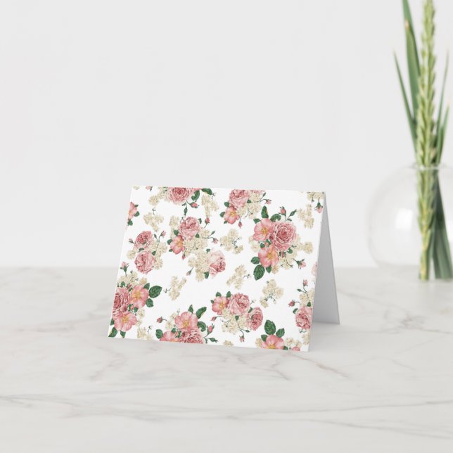 Tarjeta De Agradecimiento Rosa Vintage plegado (Anverso)