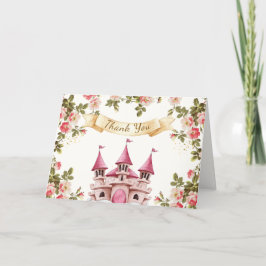 Tarjeta De Agradecimiento Rosa Wildflower Fairytale Castle Baby Shower