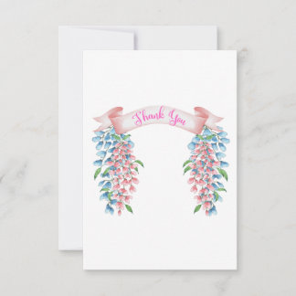 Tarjeta De Agradecimiento Rosa Y Azul Gracias Wisteria