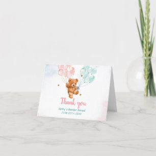 Tarjeta de agradecimiento rosa y azul para revelar