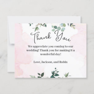 Tarjeta de agradecimiento rosa y floral