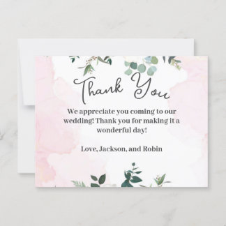 Tarjeta de agradecimiento rosa y floral