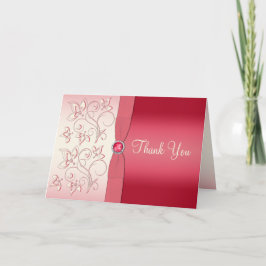 Tarjeta de agradecimiento rosa y marfil de sandía