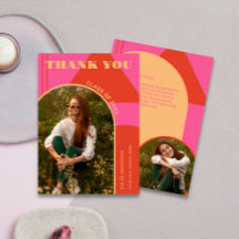 Rosa y Naranja Retro Arch 2 Graduación de fotos