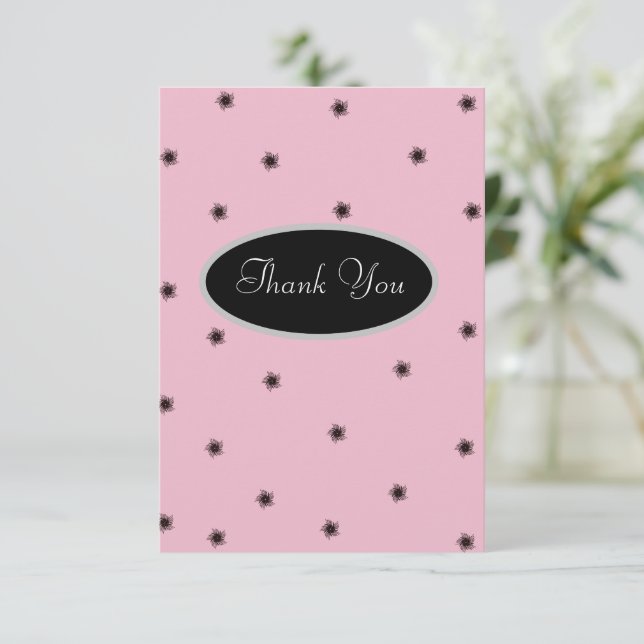 Tarjeta De Agradecimiento Rosa y negro (Anverso de pie)
