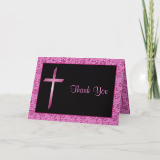 Tarjeta de agradecimiento rosa y negro cristiano