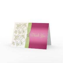 Tarjeta de agradecimiento rosa y verde