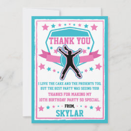 Tarjeta de agradecimiento rosa y Verde azulado a l