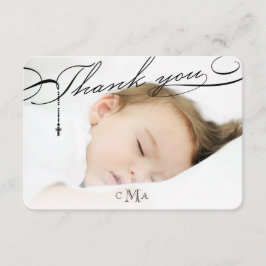 Tarjeta De Agradecimiento Rosary Cross Monograma Guiado Foto Religiosa