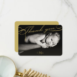 Tarjeta De Agradecimiento Rosary Cross Monograma Guiado Foto Religiosa