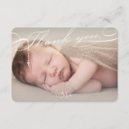 Tarjeta De Agradecimiento Rosary Cross Monograma Script Foto Religiosa