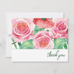 Tarjeta De Agradecimiento Rosas acuarela, gracias