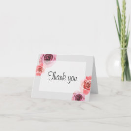 Tarjeta De Agradecimiento Rosas audaces de primavera rosada y morada