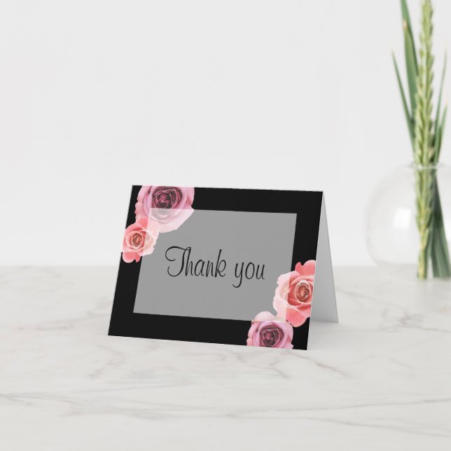 Tarjeta De Agradecimiento Rosas audaces de primavera rosada y morada (Anverso)