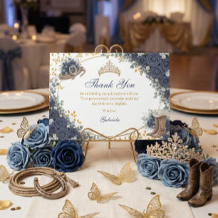 Tarjeta De Agradecimiento Rosas Azules de la Marina Occidental Quinceañera D