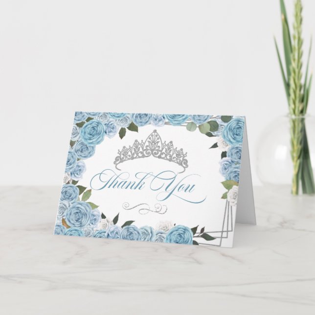 Tarjeta De Agradecimiento Rosas Azules de la Princesa Tiara (Anverso)