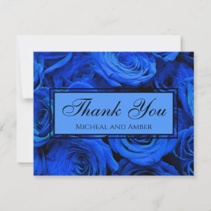 Tarjeta De Agradecimiento Rosas azules elegantes flores azules floral azul