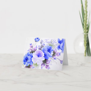Tarjeta De Agradecimiento Rosas azules y morados
