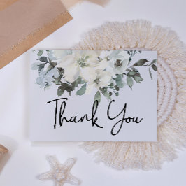 Tarjeta De Agradecimiento Rosas blancas de marfil elegantes florales 