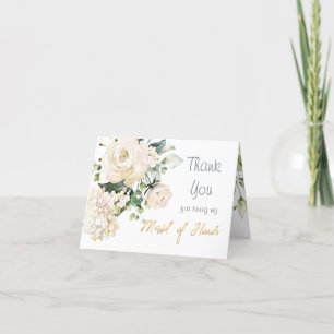 Tarjeta De Agradecimiento Rosas blancas, doncella de honor