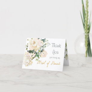 Tarjeta De Agradecimiento Rosas blancas, doncella de honor.