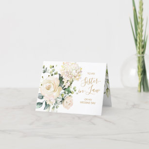 Tarjeta De Agradecimiento Rosas blancas para mi cuñada en mi día de boda