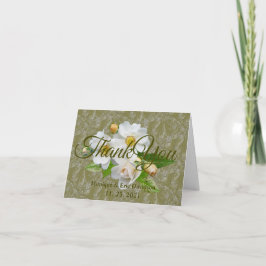 Tarjeta De Agradecimiento Rosas blancas personalizadas Follaje Boda