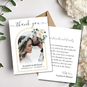Tarjeta De Agradecimiento Rosas blancas Primavera Floral Romántico Boda