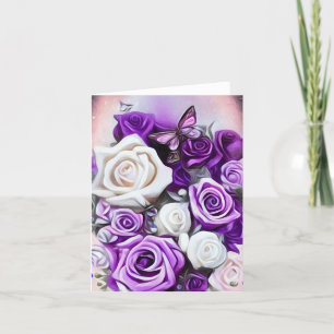 Tarjeta De Agradecimiento Rosas Blancas y Purpura
