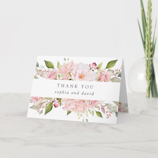 Tarjeta De Agradecimiento Rosas bonitos | Boda floral White Gracias (Anverso)