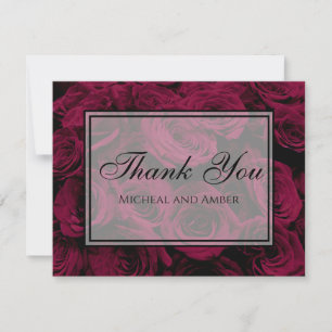 Tarjeta De Agradecimiento Rosas burdeos de magenta rojo oscuro y profundo