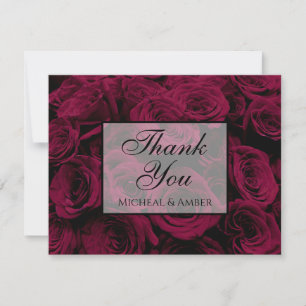 Tarjeta De Agradecimiento Rosas burdeos de magenta rojo oscuro y profundo