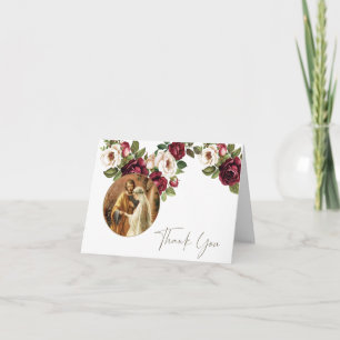Tarjeta De Agradecimiento Rosas Católicas Boda Mary & Joseph
