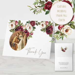 Tarjeta De Agradecimiento Rosas Católicas Boda Mary & Joseph