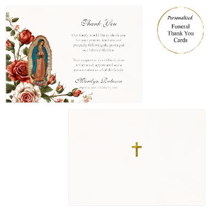 Tarjeta De Agradecimiento Rosas Católicas Funeral Nuestra Señora de Guadalup