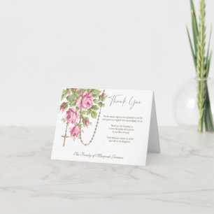 Tarjeta De Agradecimiento Rosas Católicas Rosario Funeral Condolencias Simpa