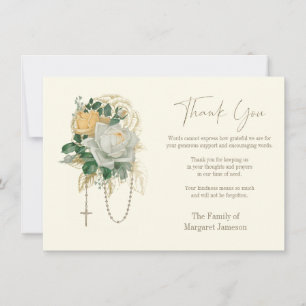 Tarjeta De Agradecimiento Rosas católicos Rosary Compasión por la Condolenci