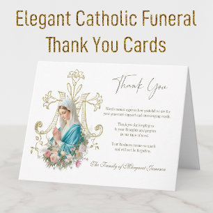 Tarjeta De Agradecimiento Rosas católicos Simpatía en el funeral de Rosary