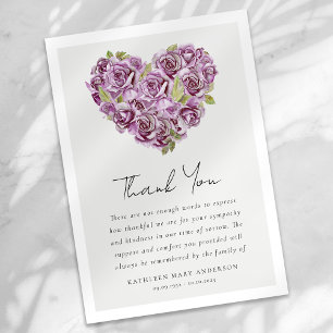 Tarjeta De Agradecimiento Rosas Corazón Floral Simpatía Funeral