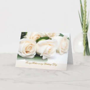 Tarjeta De Agradecimiento Rosas crema blancas. Gracias Madre por mi boda