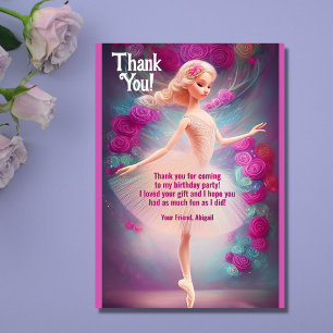Tarjeta De Agradecimiento Rosas de bailarina hermosa Cumpleaños de ballet fl