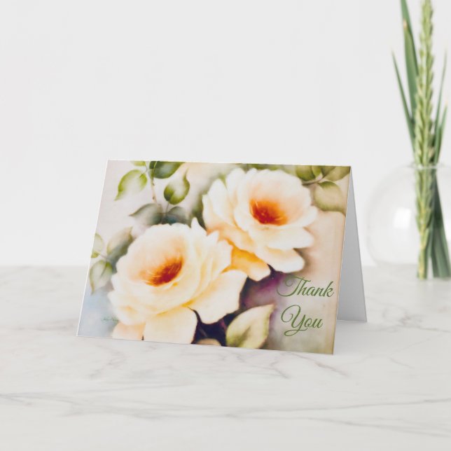 Tarjeta De Agradecimiento Rosas de Cream (Anverso)