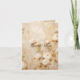 Tarjeta De Agradecimiento Rosas de Crema Románticas Gracias