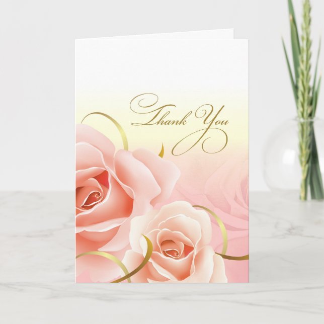 Tarjeta De Agradecimiento Rosas De Ensalada Rosa Gracias Cartas De Fiesta De (Anverso)