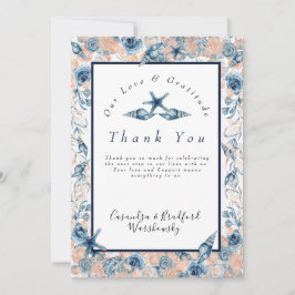 Tarjeta De Agradecimiento Rosas de flores de concha acuática Boda