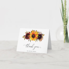 Tarjeta De Agradecimiento Rosas de girasol rojas púrpura rústicas boda de ot