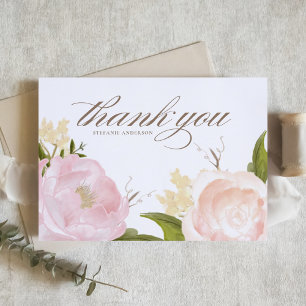 Tarjeta De Agradecimiento Rosas de Jardín Rosadas Rubor Botánica Graduación