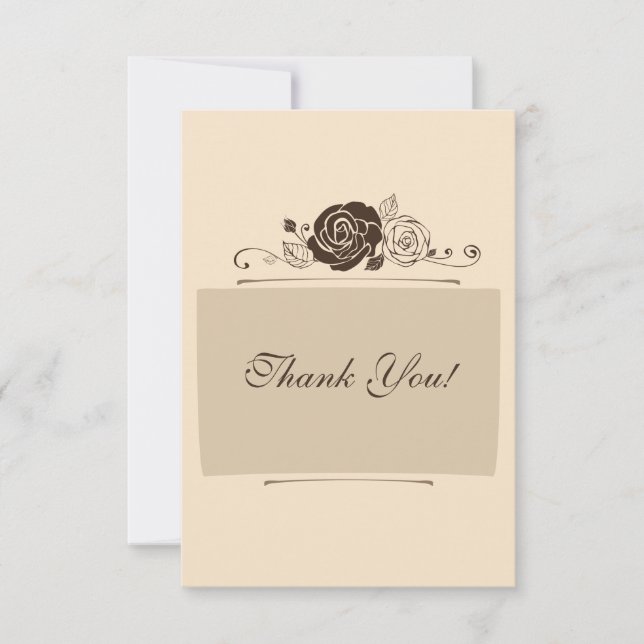 Tarjeta De Agradecimiento Rosas de la crema y de café (Anverso)